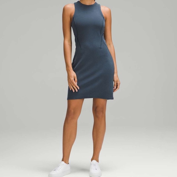 Lululemon Ribbed Softstreme Slim-Fit Tank Dress True Navy size 0 - Picture 1 of 14